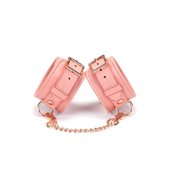 LS - Pink Leather Ankle Cuffs
