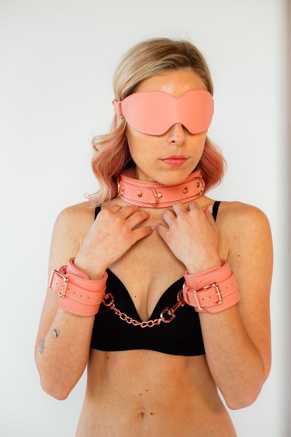 LS - Pink Leather Wrist Cuffs