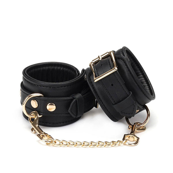 LS - Black Leather Wrist Cuff Set